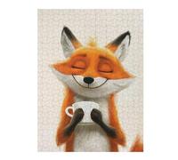 Jigsaw Puzzles for Adults 52x38cm/1000pcs Smiling Fox with Coffee Adult Jigsaw Puzzle Relax Games Improve Memory Unique Birthday And Gifts 52x38cm/1000pcs