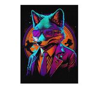 Jigsaw Puzzles for Adults 52x38cm/1000pcs Stylish Fox in Suit Art Print Puzzle for Adults Brain Teaser Game Precision Cutting Great Gift for Gaming 52x38cm/1000pcs