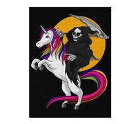 Jigsaw Puzzles for Adults 52x38cm/1000pcs Unicorn Riding Grim Reaper Jigsaw Puzzle Toy Wall Decor Difficult Challenge Deal As Gifts for The Whole Family 52x38cm/1000pcs