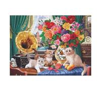 Jigsaw Puzzles for Adults 52x38cm/1000pcs Vintage Room with Kittens And Flowers Jigsaw Relaxing Games Analysis And Logic Unique Birthday And Xmas Gifts 52x38cm/1000pcs