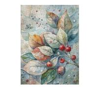 Jigsaw Puzzles for Adults 52x38cm/1000pcs Watercolor Leaves And Berries Illustration Puzzle for Adults Relaxing Games Stress Reliever Help The Brain Exercise 52x38cm/1000pcs