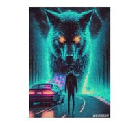 Jigsaw Puzzles for Adults 52x38cm/1000pcs Wolf Encounter on The Road Jigsaw Toy Wall Decor Difficult Hard Deal As Gifts for The Whole Family 52x38cm/1000pcs