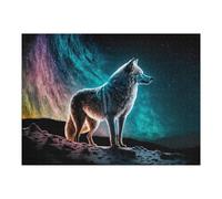 Jigsaw Puzzles for Adults 52x38cm/1000pcs Wolf Gazing at Aurora Borealis Puzzle for Adults Relax Games Difficult Hard Gifts for Friends And Family 52x38cm/1000pcs