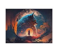 Jigsaw Puzzles for Adults 52x38cm/1000pcs Wolf Silhouette Against Moonlit Sky Jigsaws for Adults Fun Games Perfect Decoration Challenging To Complete 52x38cm/1000pcs