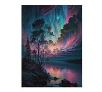 Jigsaw Puzzles for Adults 52x38cm/1000pcsPurple Blue Sky Over Lake Jigsaw for Adults Brain Teaser Game A Work of Art Birthday Present, Gifts, 52x38cm/1000pcs