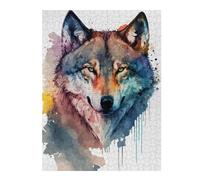 Jigsaw Puzzles for Adults 52x38cm/1000pcsWolf Head Watercolor Adult Puzzles Brain Teaser Game Hand Speed Race Unique Birthday And Gifts 52x38cm/1000pcs
