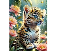 Jigsaw Puzzles for Adults 60 piece,40x28 cm puzzle for adults Educational Game Challenge Toy 60 Pieces puzzles for Adult Home Decoration Puzzle (Little Leopard Flowers)