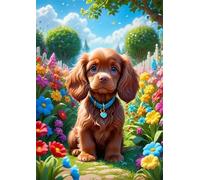 Jigsaw Puzzles for Adults 60 Piece Garden Brown Dog, Jigsaws 60 pieces for adults Family Activity, Challenging puzzles Games, Colourful, Beautiful Decoration Puzzle