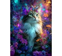 Jigsaw Puzzles for Adults 60 Piece Purple Woods Cat, Jigsaws 60 pieces for adults Family Activity, Challenging puzzles Games, Colourful, Beautiful Decoration Puzzle