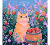 Jigsaw Puzzles for Adults 60 Pieces Animal Cat Strawberry, Puzzles for Adults, Challenging Game, Impossible Hard Challenge, Puzzle for Adult 60 Pieces