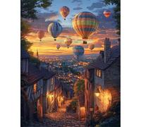 Jigsaw Puzzles for Adults 60 Pieces City Dusk Balloons, 40x28cm 60 pieces puzzles for adults, Educational Game Challenge Toy, Impossible Puzzle for Family Activity