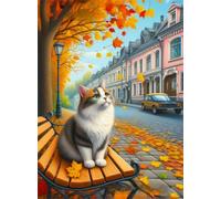 Jigsaw Puzzles for Adults 60 Pieces City Street Cat, 40x28cm 60 pieces puzzles for adults, Educational Game Challenge Toy, Impossible Puzzle for Family Activity