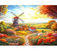 Jigsaw Puzzles for Adults 60 Pieces,Rural Windmill Scenery jigsaw puzzle 40x28 cm Challenging DIY Puzzle for Home Decoration,Family puzzles Perfect for Game