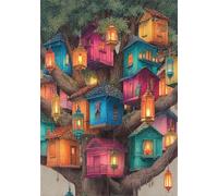 Jigsaw Puzzles for Adults 60 Pieces Treehouse Village, 40x28cm 60 pieces puzzles for adults, Educational Game Challenge Toy, Impossible Puzzle for Family Activity