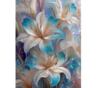 Jigsaw Puzzles for Adults 60 Pieces White Blue Lilies, 40x28cm 60 pieces puzzles for adults, Educational Game Challenge Toy, Impossible Puzzle for Family Activity