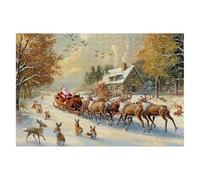 Jigsaw Puzzles for Adults 6000 Christmas Jigsaws 6000 Pieces for Adults Wooden Deer Puzzle Games, Classic Educational Challenging Game for The Whole Families Decompression, Decor Gifts 179x105cm K-57