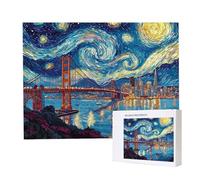 Jigsaw Puzzles for Adults 6000 Piece 179x105cm Challenging Jigsaw Puzzle Educational Game 6000 Pieces Starry Sky Brooklyn Bridge Puzzles for Adult, DIY Craft Puzzle for Home Decoration Gifts x-866