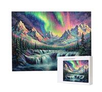 Jigsaw Puzzles for Adults 6000 Piece 179x105cm Challenging Jigsaw Puzzle Educational Game 6000 Pieces Aurora Waterfall Puzzles for Adult, DIY Craft Puzzle for Home Decoration Gifts x-416