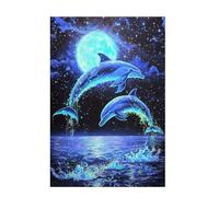 Jigsaw Puzzles for Adults 6000 Piece Dolphin Large Puzzle Moon, Difficult Challenging Family Games for The Whole for Women, Wooden Jigsaws with Gift Box Packaging, Gifts for Women 105x179cm D-1252