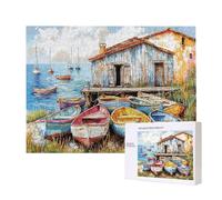 Jigsaw Puzzles for Adults 6000 Piece, Puzzle Educational Games, Challenging Puzzle Game for The Whole for Women, Gifts for Men, DIY Craft Puzzles for Home Decor Gifts, Theme: Harbor Wooden Boat C-243