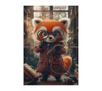Jigsaw Puzzles for Adults 70 Bookshelf Animal Foxs, Challenge Educational Game, Impossible High Difficult Jigsaw Puzzles for Adults, Puzzle 70 Pieces