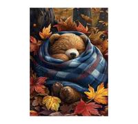 Jigsaw Puzzles for Adults 70 Maple Leaf Bear, Challenge Educational Game, Impossible High Difficult Jigsaw Puzzles for Adults, Puzzle 70 Pieces