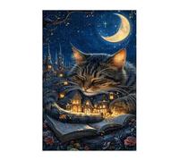 Jigsaw Puzzles for Adults 70 Moon Cat City, Challenge Educational Game, Impossible High Difficult Jigsaw Puzzles for Adults, Puzzle 70 Pieces