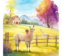Jigsaw Puzzles for Adults 70 Piece,16x16 cm puzzle for adults Educational Game Challenge Toy 70 Pieces puzzles for Adult Home Decoration Puzzle Farm Alpacas Landscape