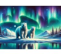 Jigsaw Puzzles for Adults 70 piece,Aurora Lake Polar Bear puzzles for adults,Classic Educational Games DIY Handwork Puzzle for Home Decor Gift
