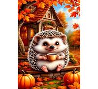 Jigsaw Puzzles for Adults 70 piece,Autumn Cottage Hedgehog puzzles for adults,Classic Educational Games DIY Handwork Puzzle for Home Decor Gift