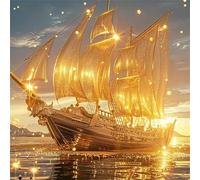 Jigsaw Puzzles for Adults 70 piece Boat Golden, 70 Piece Difficult jigsaw puzzles for adults, Challenging Jigsaws 70 pieces, Puzzle Game for The Whole for Women, Gifts for Men 45x45cm