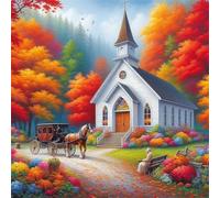 Jigsaw Puzzles for Adults 70 piece Church Carriage, 70 Piece Difficult jigsaw puzzles for adults, Challenging Jigsaws 70 pieces, Puzzle Game for The Whole for Women, Gifts for Men 45x45cm