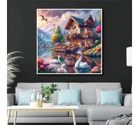 Jigsaw Puzzles for Adults 70 piece Country Villa Swan, 70 Piece Difficult jigsaw puzzles for adults, Challenging Jigsaws 70 pieces, Puzzle Game for The Whole for Women, Gifts for Men 45x45cm