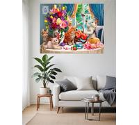 Jigsaw Puzzles for Adults 70 Piece jigsaw puzzles for Adult Educational Game Challenge Toy 70 Pieces Puzzle Challenging Games for The Whole for adults,Playful Cat Bouquet puzzle Gifts