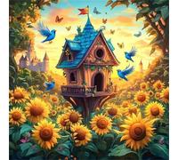 Jigsaw Puzzles for Adults 70 Piece jigsaw puzzles for Adult Educational Game Challenge Toy 70 Pieces Puzzle Challenging Games for The Whole for adults,Sunflower Field Birdhouse puzzle Gifts