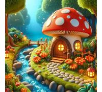 Jigsaw Puzzles for Adults 70 Piece jigsaw puzzles for Adult Educational Game Challenge Toy 70 Pieces Puzzle Challenging Games for The Whole for adults,Riverbank Mushroom House puzzle Gifts