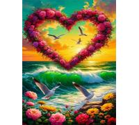 Jigsaw Puzzles for Adults 70 Piece jigsaw puzzles for Adult Educational Game Challenge Toy 70 Pieces Puzzle Challenging Games for The Whole for adults,Heart Wreath Sea puzzle Gifts