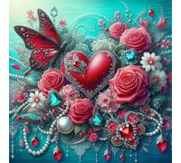Jigsaw Puzzles For Adults 70 piece,Rose Heart Butterfly jigsaw puzzle 16x16 cm Challenging puzzles,DIY Puzzle for Home Decoration Family Perfect Game
