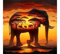 Jigsaw Puzzles for Adults 70 piece Sunset Elephant, 70 Piece Difficult jigsaw puzzles for adults, Challenging Jigsaws 70 pieces, Puzzle Game for The Whole for Women, Gifts for Men 45x45cm