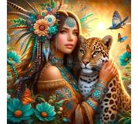 Jigsaw Puzzles For Adults 70 piece,Tribal Woman Leopard jigsaw puzzle 16x16 cm Challenging puzzles,DIY Puzzle for Home Decoration Family Perfect Game