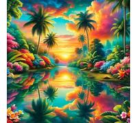 Jigsaw Puzzles For Adults 70 piece,Tropical Paradise Sunset jigsaw puzzle 16x16 cm Challenging puzzles,DIY Puzzle for Home Decoration Family Perfect Game