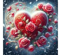Jigsaw Puzzles For Adults 70 piece,Winter Rose Heart jigsaw puzzle 16x16 cm Challenging puzzles,DIY Puzzle for Home Decoration Family Perfect Game