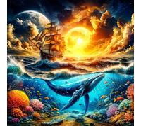 Jigsaw Puzzles for Adults 70 Pieces Sailboat Sea Whale,Hard Difficult Challenging Puzzle for adults,70 Piece Educational Game Home Decoration puzzle