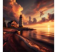 Jigsaw Puzzles for Adults 70 Pieces Seaside Lighthouse Cottage,Hard Difficult Challenging Puzzle for adults,70 Piece Educational Game Home Decoration puzzle