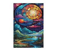Jigsaw Puzzles for Adults 70 Pieces Stained Glass Landscape, Challenge High Difficulty, Educational Games Impossible Puzzle, Puzzles for Adults 70 Piece