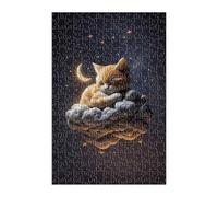 Jigsaw Puzzles for Adults 70 Pieces Starry Night Cat, Challenge High Difficulty, Educational Games Impossible Puzzle, Puzzles for Adults 70 Piece