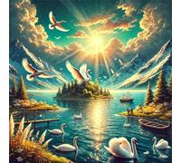 Jigsaw Puzzles for Adults 70 Pieces Sunrise Island Animals, Puzzles for Adults, Challenging Game, Impossible Hard Challenge, Puzzle for Adult 70 Pieces