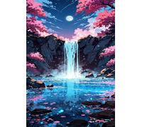 Jigsaw Puzzles for Adults 70, Puzzles for Adults Moon Waterfall Lake, Challenging Difficult Logic Puzzle, Puzzle 70 Pieces for Adult 7.9 x 5.9 inch