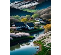 Jigsaw Puzzles for Adults 700 Piece jigsaw puzzles for Adult Educational Game Challenge Toy 700 Pieces Puzzle Challenging Games for The Whole for adults,Village Houses Rivers puzzle Gifts