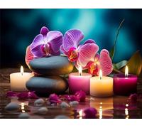 Jigsaw Puzzles for Adults 700 Piece jigsaw puzzles for Adult Educational Game Challenge Toy 700 Pieces Puzzle Challenging Games for The Whole for adults,Orchid Stone Candles puzzle Gifts